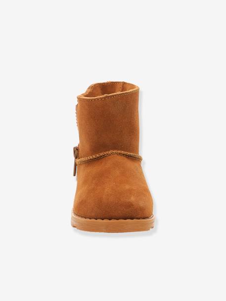 Boots fourrées cuir fille Aldiza marron+noir 6 - vertbaudet enfant 