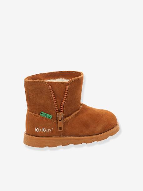 Boots fourrées cuir fille Aldiza marron+noir 4 - vertbaudet enfant 