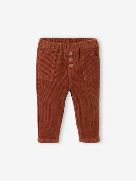 Pantalon bébé velours côtelé anthracite+marron 6 - vertbaudet enfant 