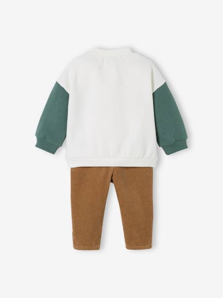 Ensemble bébé sweat en molleton + pantalon en velours ivoire 5 - vertbaudet enfant 