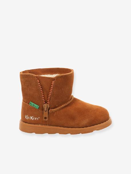 Boots fourrées cuir fille Aldiza marron+noir 2 - vertbaudet enfant 