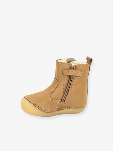 Boots fourrées cuir bébé garçon Socool Cho 1ers pas marine 7 - vertbaudet enfant 