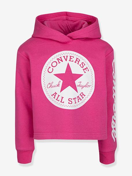 Sweat à capuche Chuck Patch Cropped Hoodie CONVERSE gris+rose 8 - vertbaudet enfant 