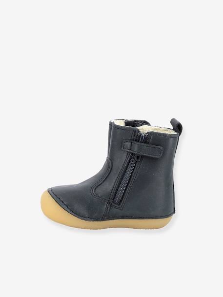 Boots fourrées cuir bébé garçon Socool Cho 1ers pas marine 7 - vertbaudet enfant 