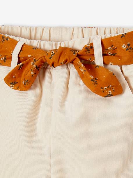 Pantalon en velours bébé avec ceinture en tissu beige clair+encre 3 - vertbaudet enfant 