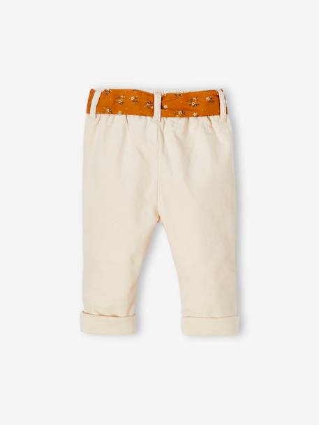Pantalon en velours bébé avec ceinture en tissu beige clair+encre 2 - vertbaudet enfant 