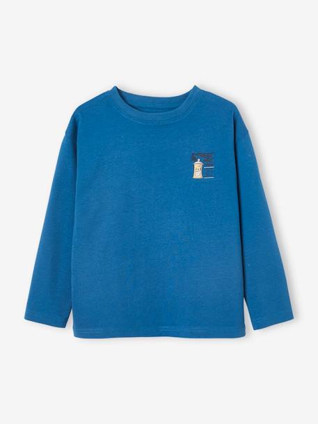 T-shirt grand motif dos garçon beige+bleu canard 6 - vertbaudet enfant 