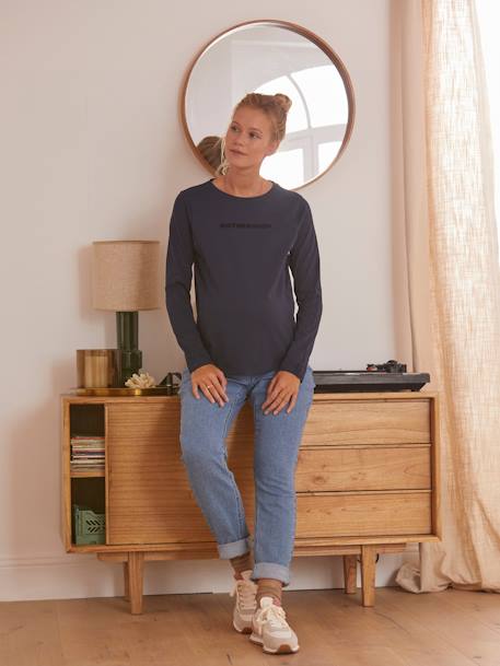 T-shirt à message grossesse et allaitement en coton bio Bleu marine 3 - vertbaudet enfant 