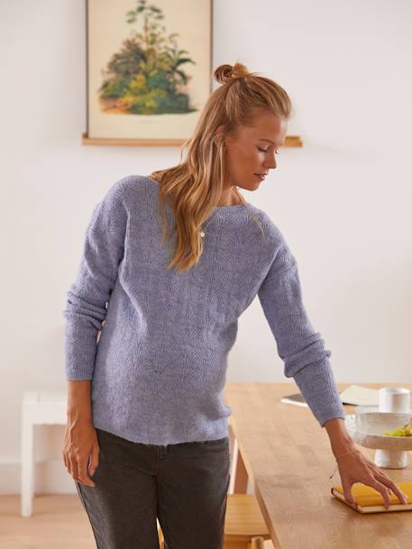Pull réversible devant/dos grossesse et allaitement Bleu lavance+vieux rose 9 - vertbaudet enfant 