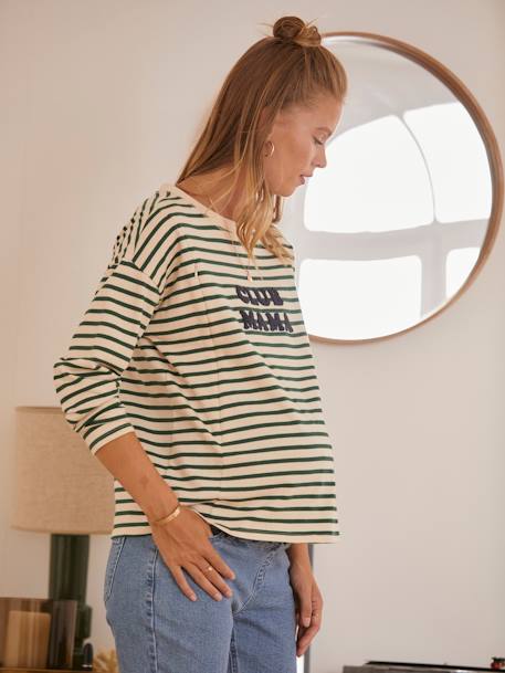 T-shirt marinière grossesse et allaitement Vert rayé blanc 5 - vertbaudet enfant 