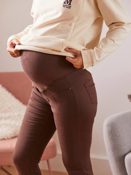 Skinny de grossesse en toile stretch Marron chocolat+noir 5 - vertbaudet enfant 