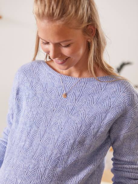Pull réversible devant/dos grossesse et allaitement Bleu lavance+vieux rose 6 - vertbaudet enfant 