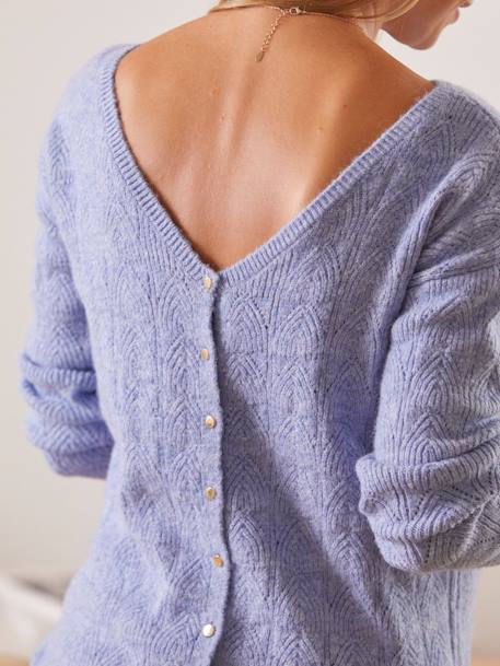 Pull réversible devant/dos grossesse et allaitement Bleu lavance+vieux rose 7 - vertbaudet enfant 