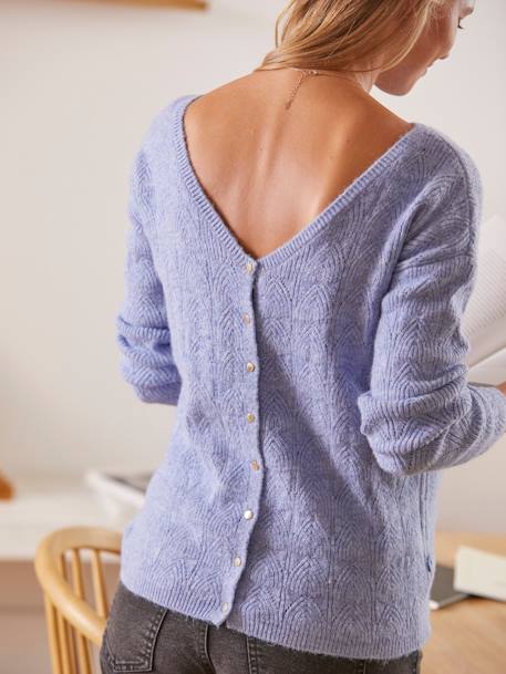 Pull réversible devant/dos grossesse et allaitement Bleu lavance+vieux rose 5 - vertbaudet enfant 