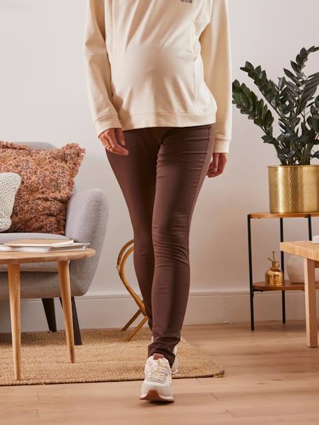 Skinny de grossesse en toile stretch Marron chocolat+noir 1 - vertbaudet enfant 