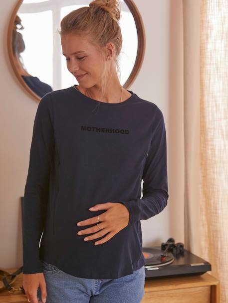 T-shirt à message grossesse et allaitement en coton bio Bleu marine 8 - vertbaudet enfant 
