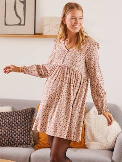 Vêtements de grossesse-Robe-Robe de grossesse imprimée et volantée