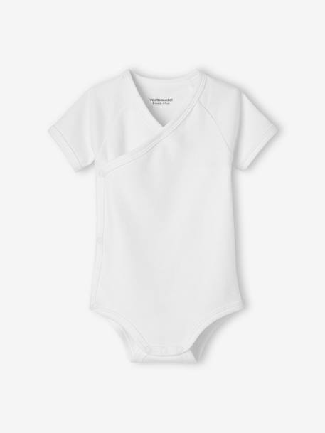 Lot de 5 bodies manches courtes bébé ouverture naissance BASICS lot ivoire 5 - vertbaudet enfant 