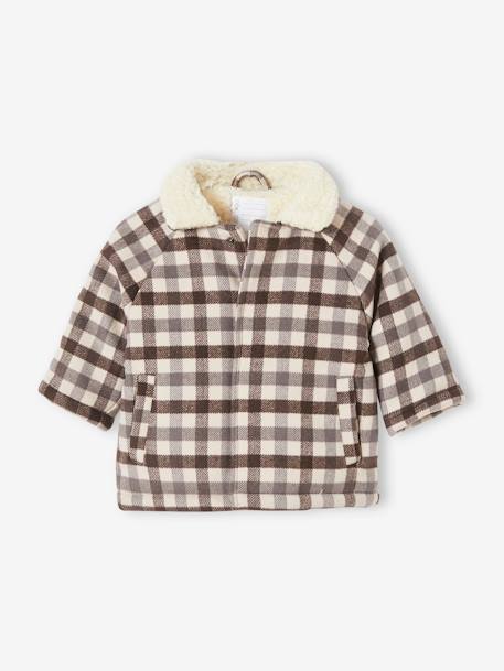 Manteau en drap de laine bébé carreaux anthracite 1 - vertbaudet enfant 
