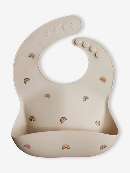 Bavoir avec récupérateur en silicone beige/arc en ciel+bleu nuit/planètes+multicolore+rouge 1 - vertbaudet enfant 