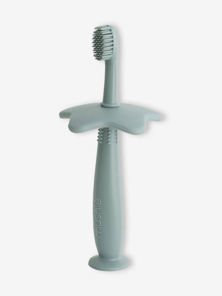 Brosse à dents d'apprentissage en silicone bleu+gris+rose blush 3 - vertbaudet enfant 