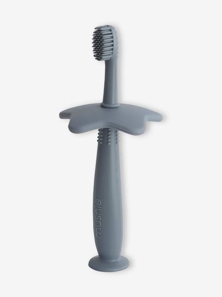 Brosse à dents d'apprentissage en silicone bleu+gris+rose blush 5 - vertbaudet enfant 