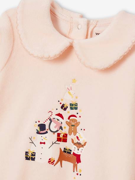 Dors-bien bébé fille Noël et bonnet en velours rose pâle 3 - vertbaudet enfant 