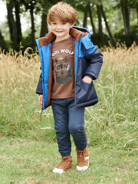 Pantalon style jogger doublé polaire garçon facile à enfiler encre+NOISETTE 8 - vertbaudet enfant 