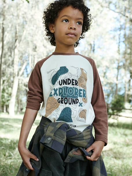 T-shirt ultra doux motif cartographie garçon ECRU 1 - vertbaudet enfant 