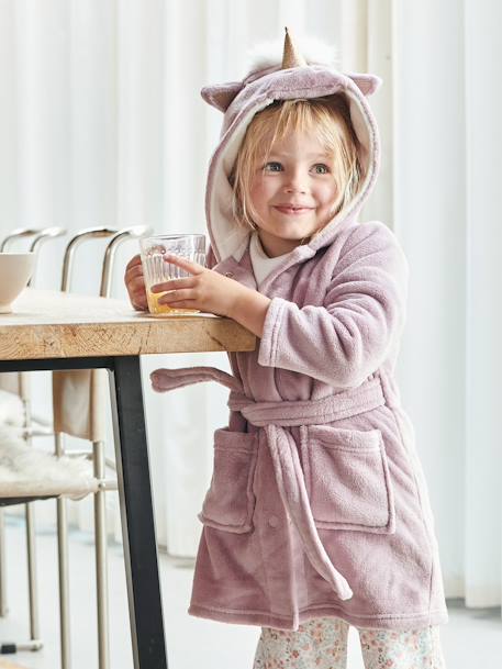 Robe de chambre licorne fille en maille peluche rose mauve 7 - vertbaudet enfant 