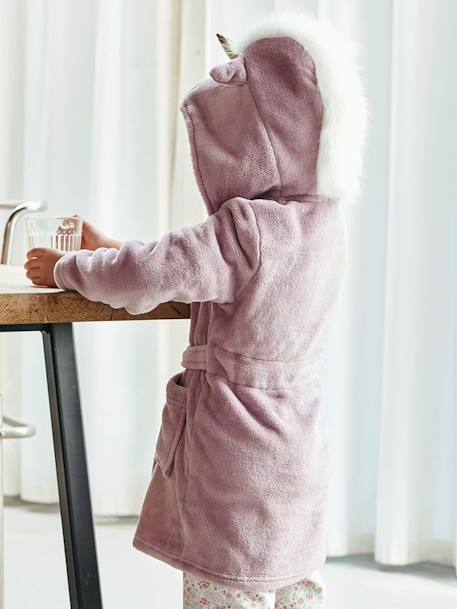 Robe de chambre licorne fille en maille peluche rose mauve 9 - vertbaudet enfant 