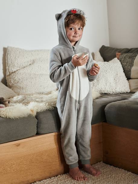 Combi-pyjama loup garçon - gris clair