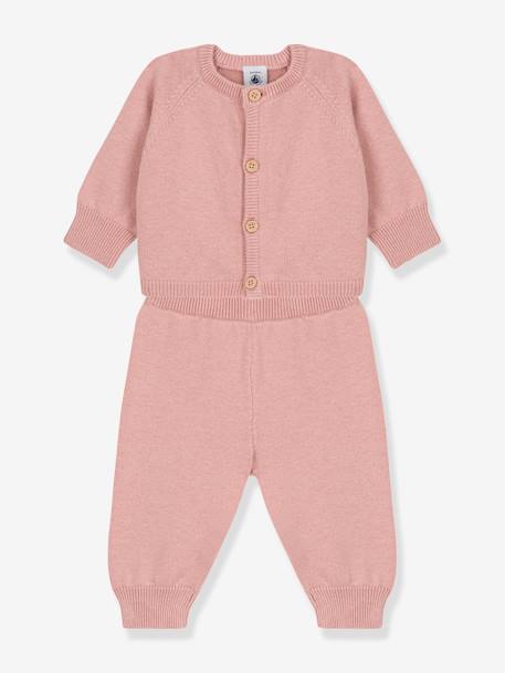 Ensemble 2 pièces bébé en tricot laine et coton rose 1 - vertbaudet enfant 