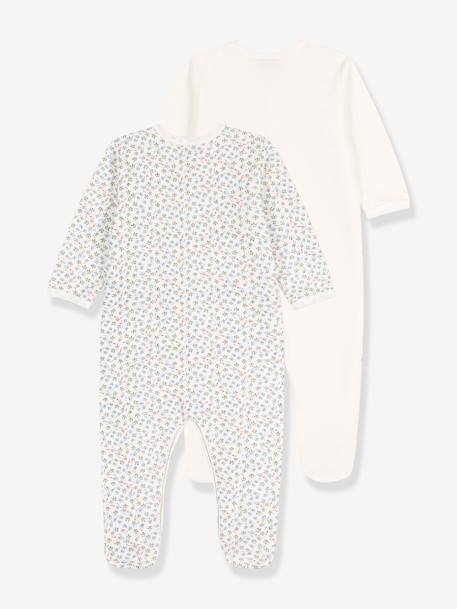 Lot de 2 pyjamas dors-bien bébé en coton bio PETIT BATEAU blanc 2 - vertbaudet enfant 