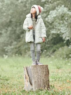 -Doudoune longue à capuche fille doublée sherpa