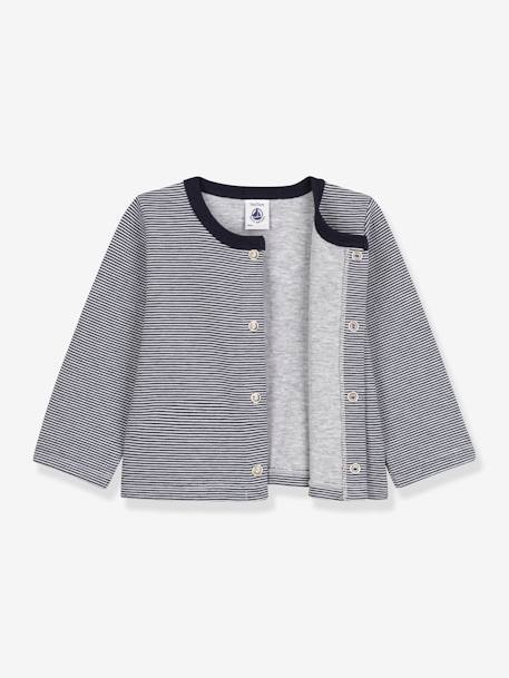 Cardigan bébé rayé milleraies en jersey épais - PETIT BATEAU marine 4 - vertbaudet enfant 