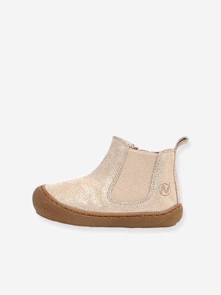 Chelsea boots bébé Sally 1ers pas marron+or 7 - vertbaudet enfant 