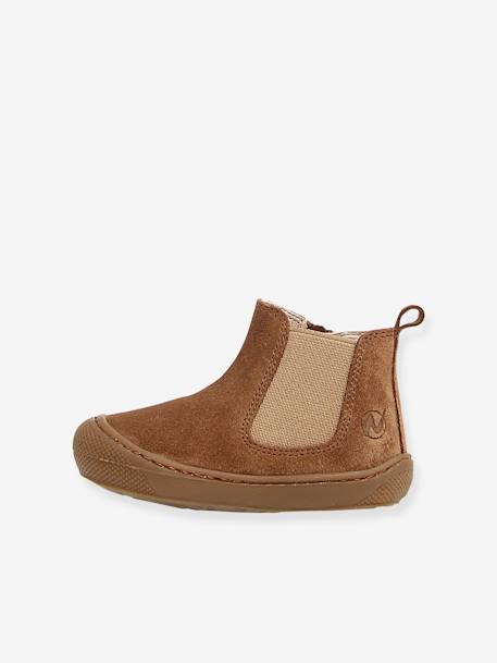 Chelsea boots bébé Sally 1ers pas marron+or 2 - vertbaudet enfant 