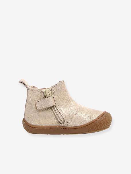 Chelsea boots bébé Sally 1ers pas marron+or 6 - vertbaudet enfant 