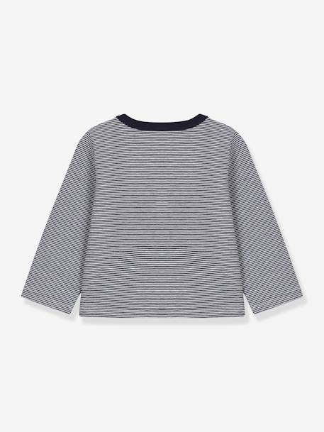 Cardigan bébé rayé milleraies en jersey épais - PETIT BATEAU marine 2 - vertbaudet enfant 