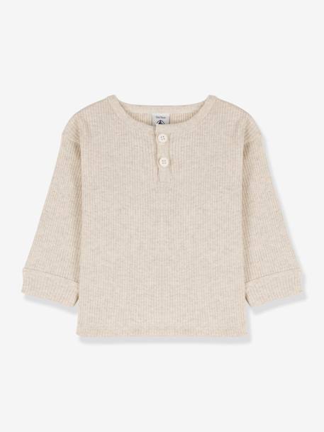 T-shirt manches longues bébé en coton bio PETIT BATEAU beige chiné 1 - vertbaudet enfant 