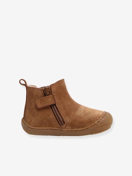 Chelsea boots bébé Sally 1ers pas marron+or 1 - vertbaudet enfant 
