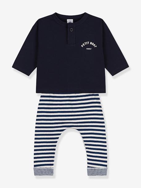 Ensemble cadeau bébé : tee-shirt et pantalon - PETIT BATEAU marine 1 - vertbaudet enfant 