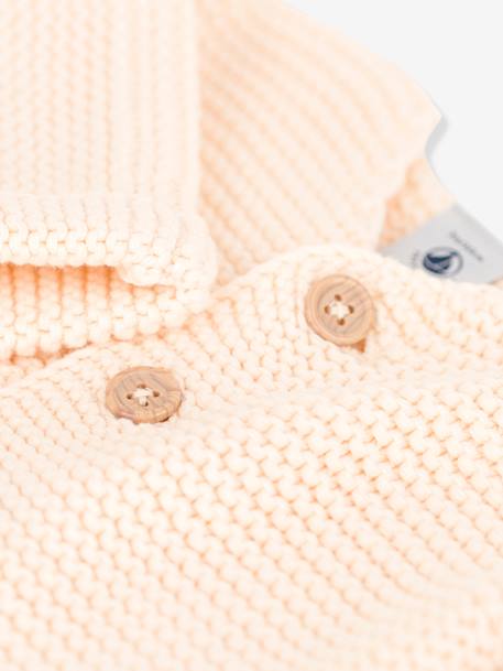 Cardigan bébé tricot point mousse en coton bio PETIT BATEAU blanc+marine+rose 3 - vertbaudet enfant 