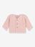 Cardigan bébé tricot point mousse en coton bio PETIT BATEAU blanc+rose 5 - vertbaudet enfant 