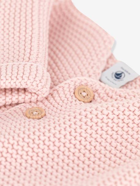 Cardigan bébé tricot point mousse en coton bio PETIT BATEAU rose 3 - vertbaudet enfant 