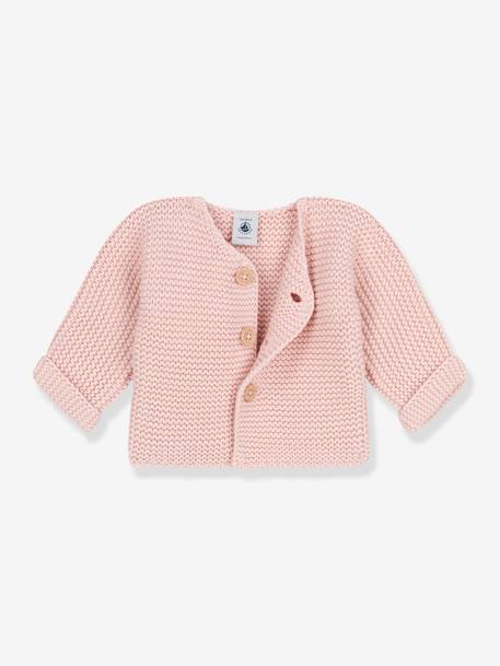 Cardigan bébé tricot point mousse en coton bio PETIT BATEAU blanc+rose 8 - vertbaudet enfant 