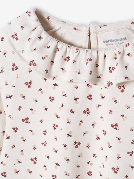 T-shirt blouse à collerette fille imprimé fleurs BEIGE CLAIR IMPRIME+rose imprimé 3 - vertbaudet enfant 
