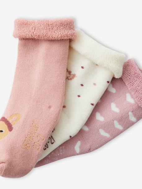 Lot de 3 paires de chaussettes lapins et coeurs bébé fille rose poudré 3 - vertbaudet enfant 
