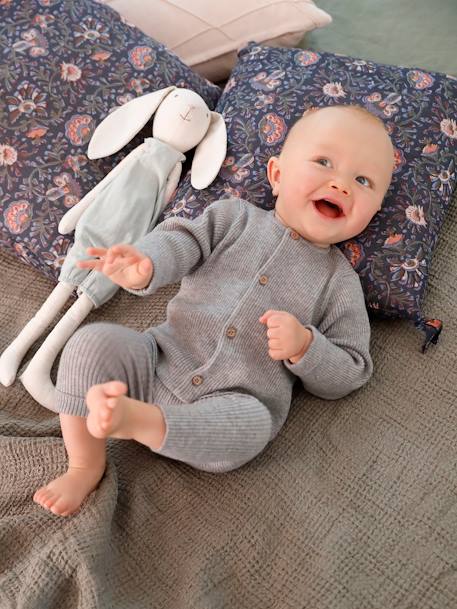 Ensemble bébé mixte gilet pantalon en tricot blanc+gris clair chiné+vert d'eau+vert sauge 9 - vertbaudet enfant 
